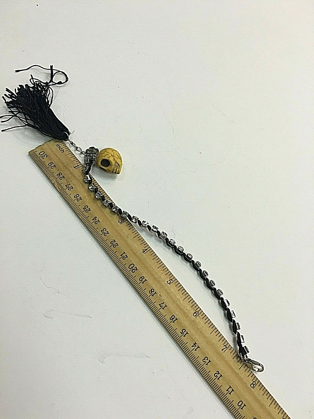 YELLOW SKULL SKELETON HEAD SILVER FASHION CHARM BRACELET SHINY STONES 7″ 8″ New