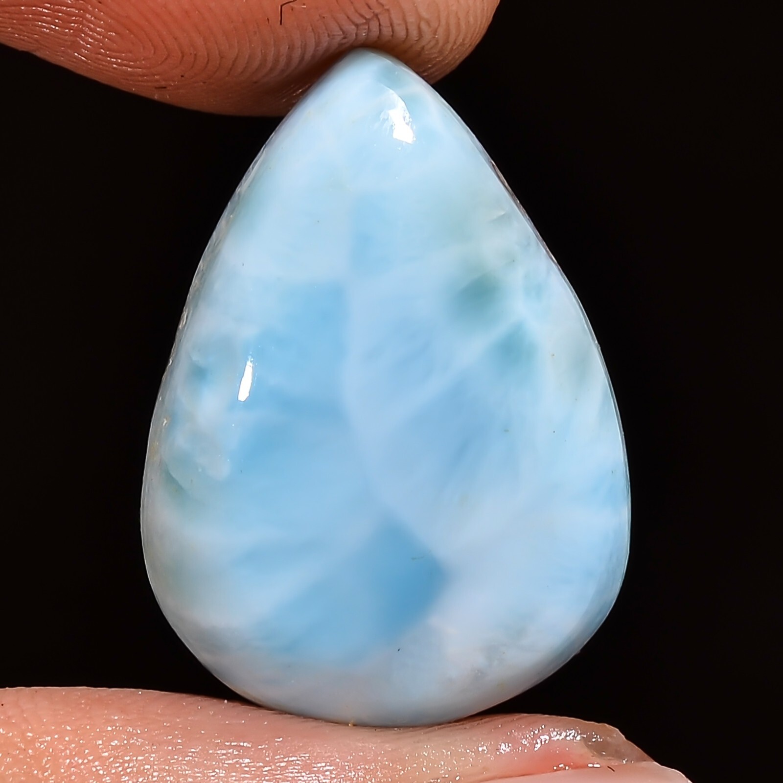 Loose Gemstone 16.15 Cts Natural Larimar 16x22x5mm Pear Cabochon Untreated BC-64
