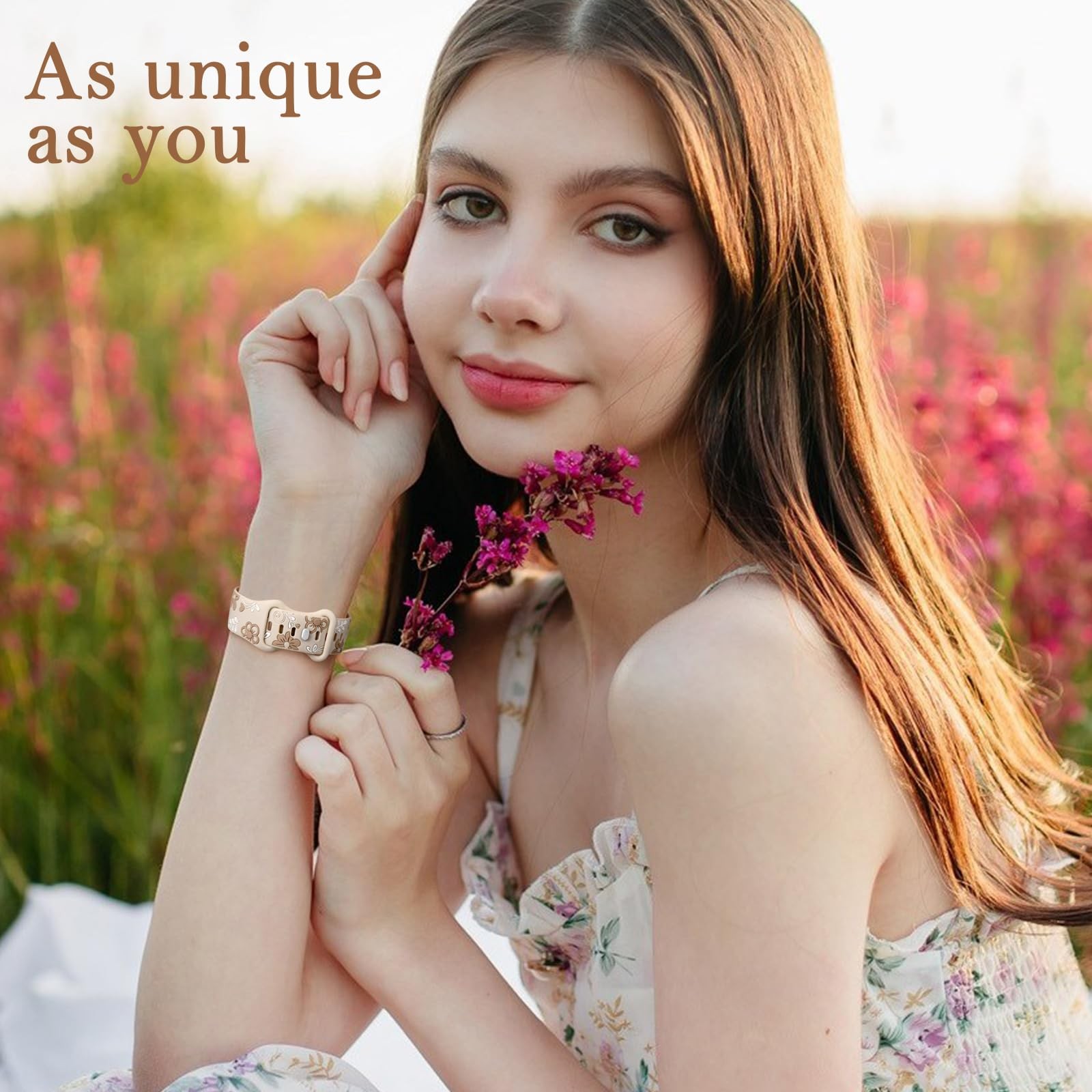 Floral Band Compatible with Apple Watch Bands for Women 40Mm 41Mm 38Mm 42Mm 44Mm