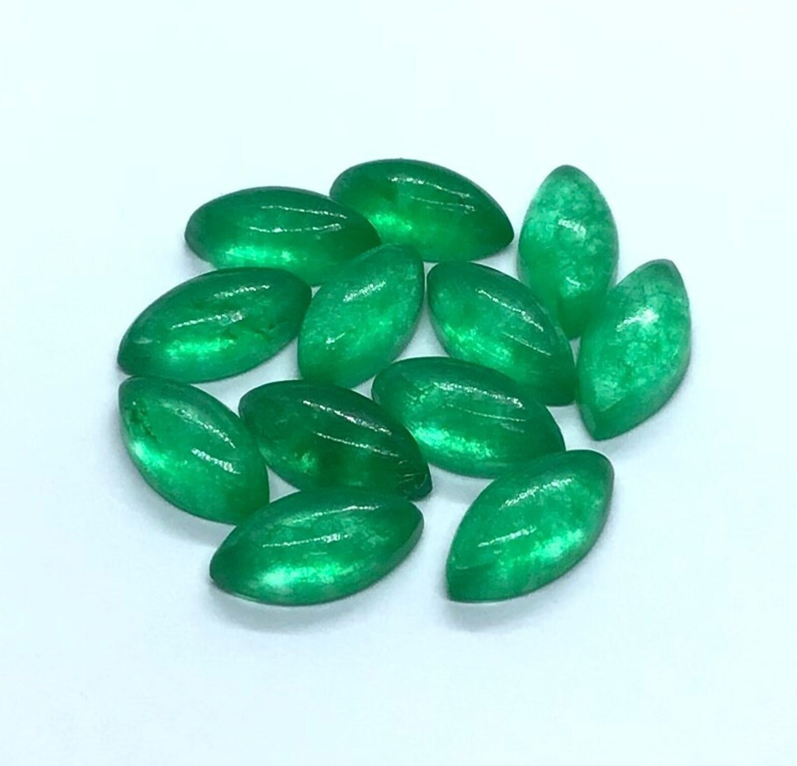 Emerald Quartz Marquise Cabochon Green Gemstone Lot For Crafting 4x8mm – 15x30mm