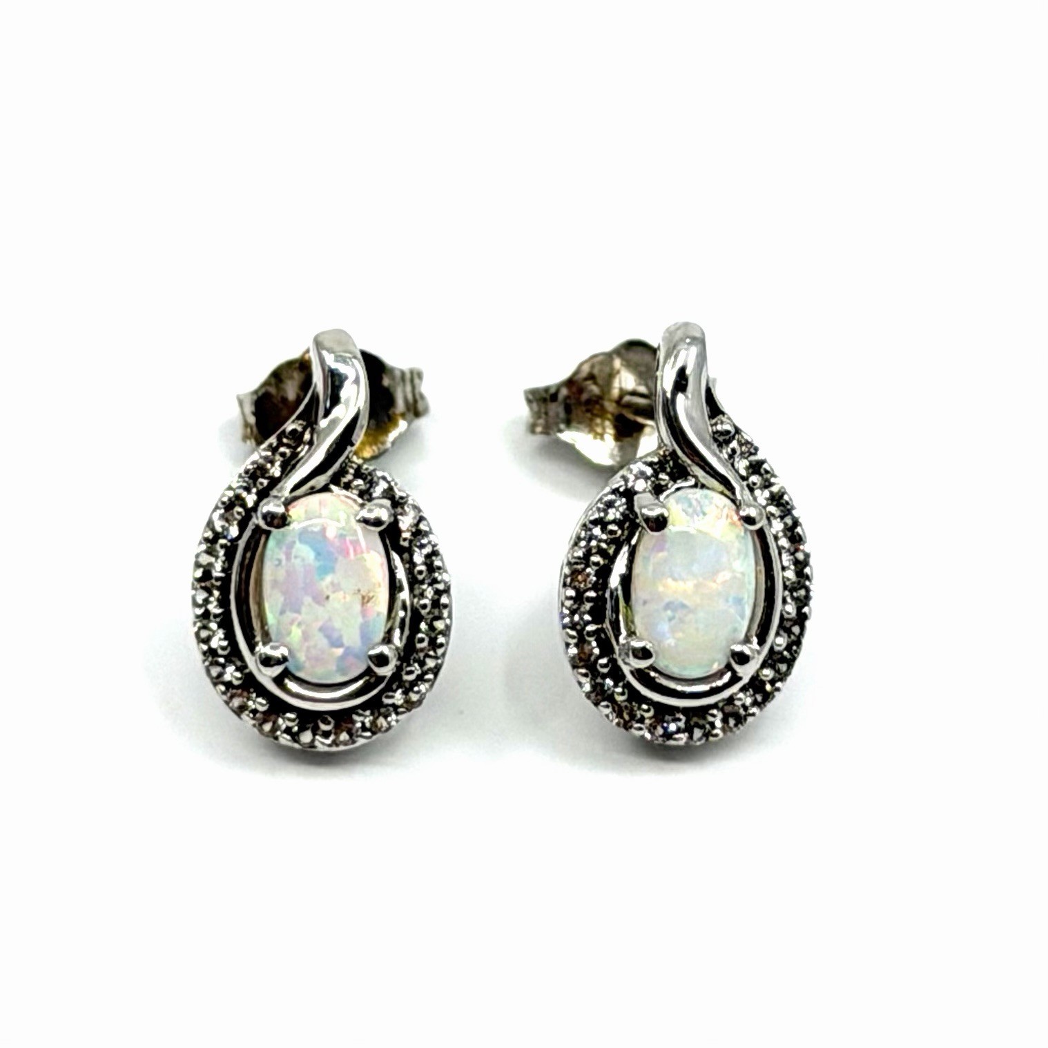 Kay Jewelers Opal Sterling Silver Gemstone Accent 925 Stud Style Earrings