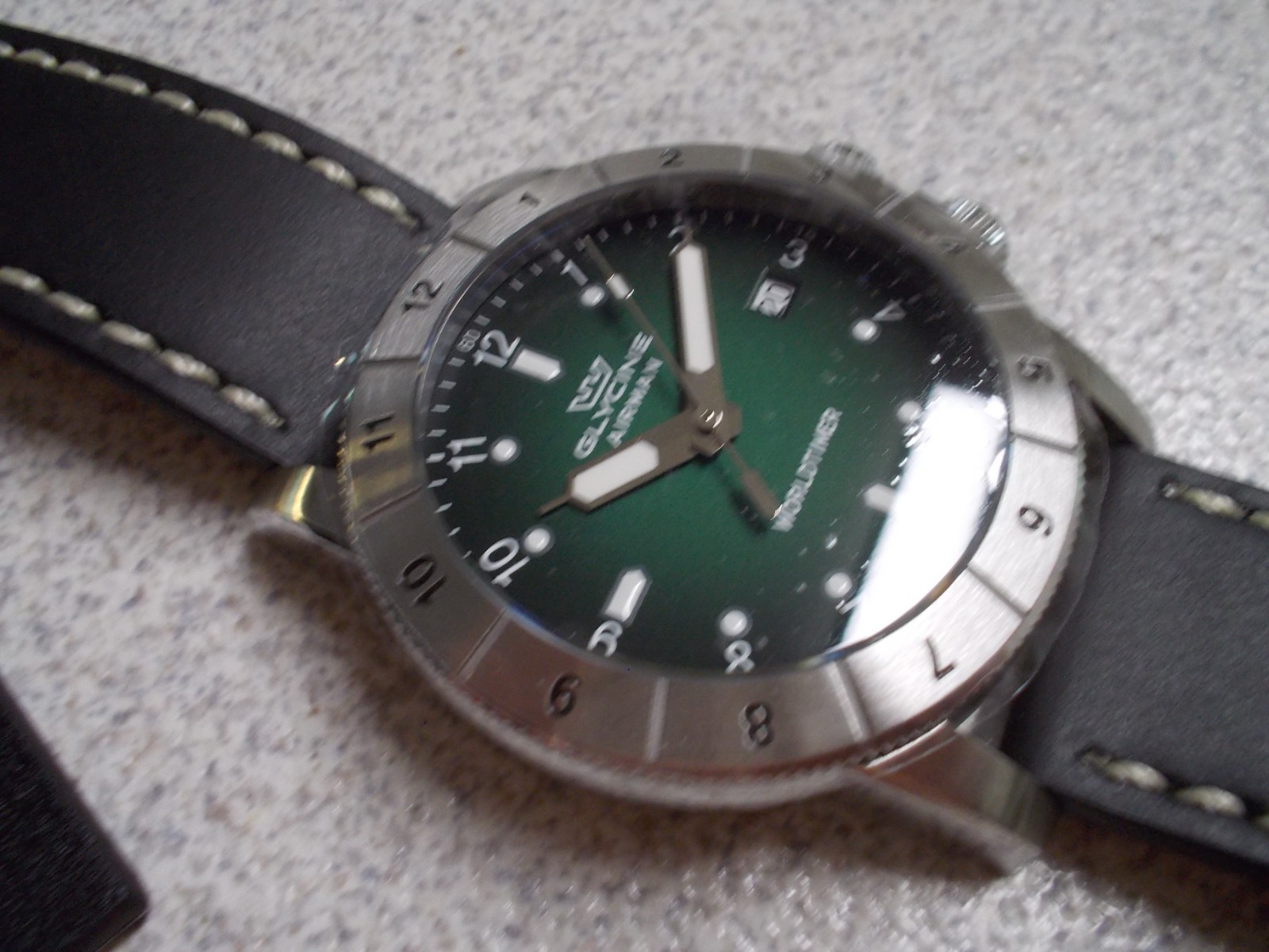 Glycine Airman Contemporary Worldtimer Quartz Green Dial Men’s Watch