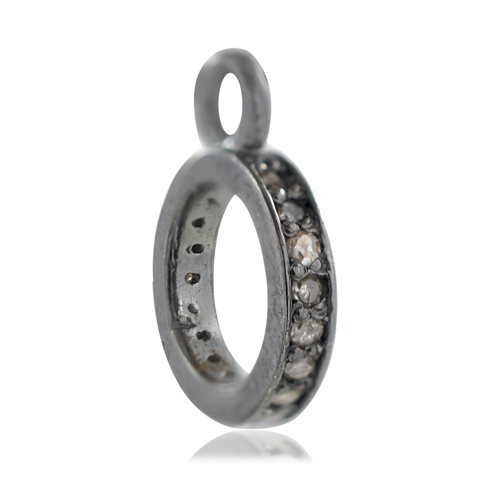 Natural Pave Diamond 925 Sterling Silver Oxidized Jewelry Handmade Finding