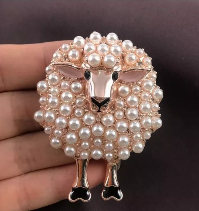 Art Deco Style Enamel Sheep Brooch