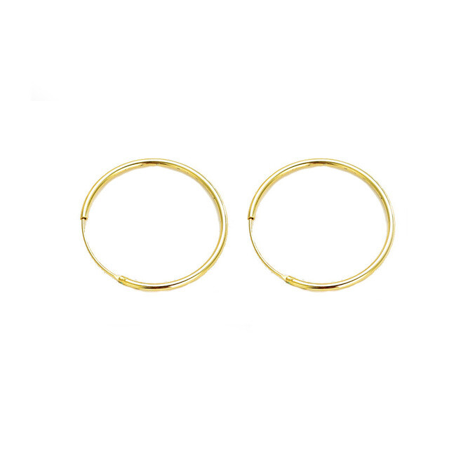 925 Sterling Silver 18K Gold 1.2mm Endless Hoop Earrings Ear Set Round PE16