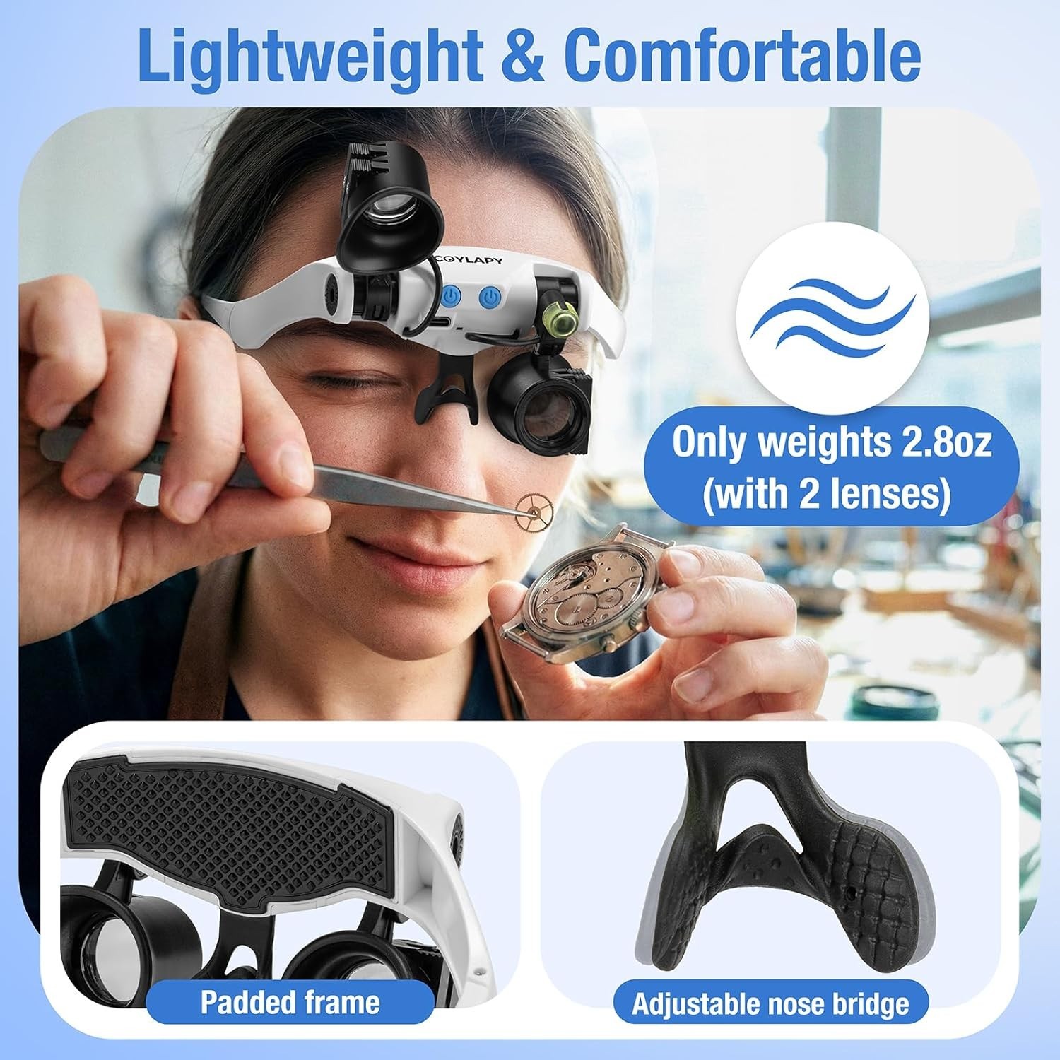 Professional Magnifying Glasses with Light & 5 Lens Pairs for Close Work