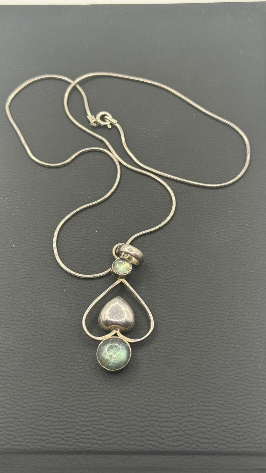 Labradorite 925 Sterling Silver Heart Pendant/Chain #4