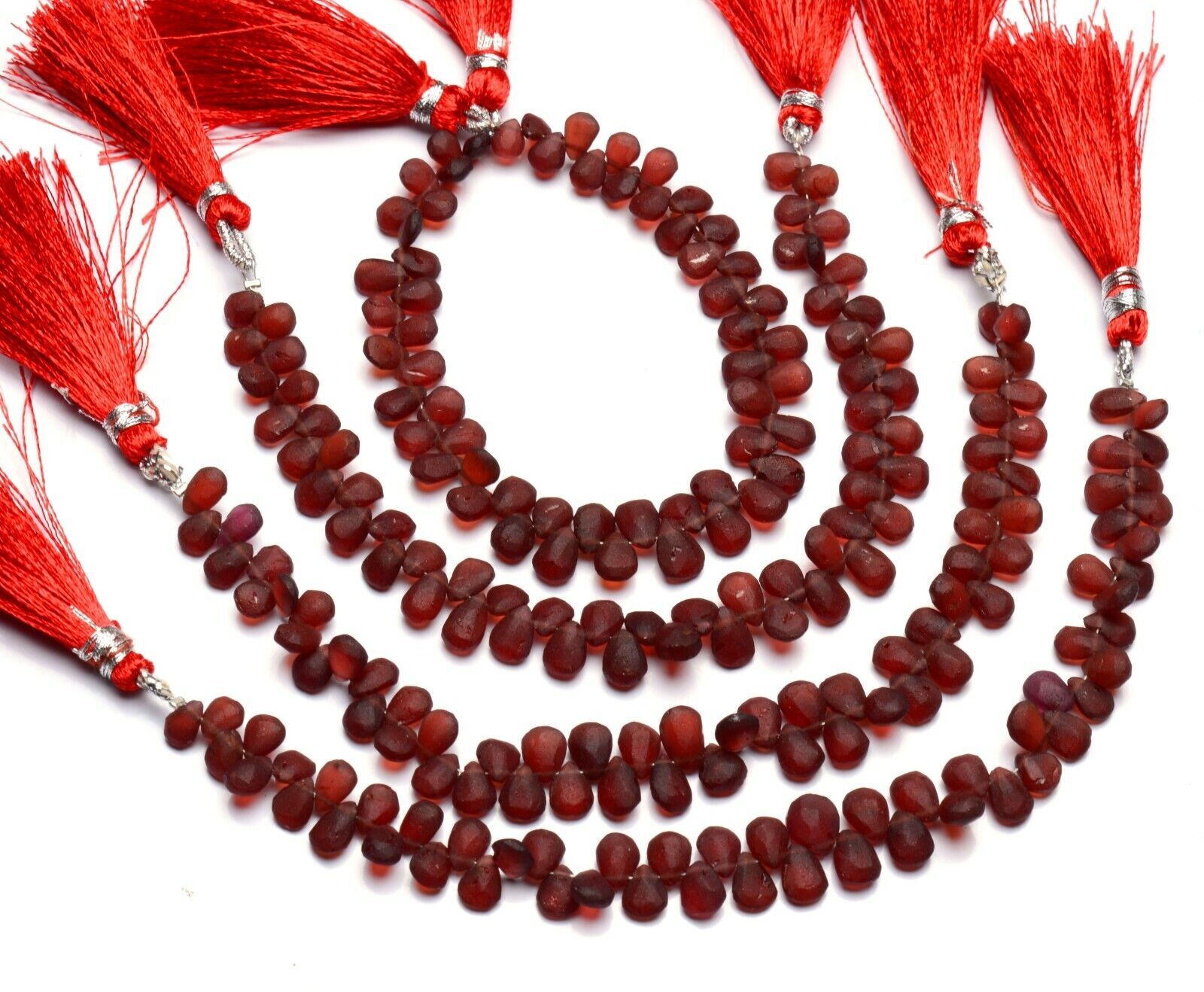 Natural Gem Rhodolite Garnet 7x5mm Approx. Size Rough Unpolished Pear Beads 7″