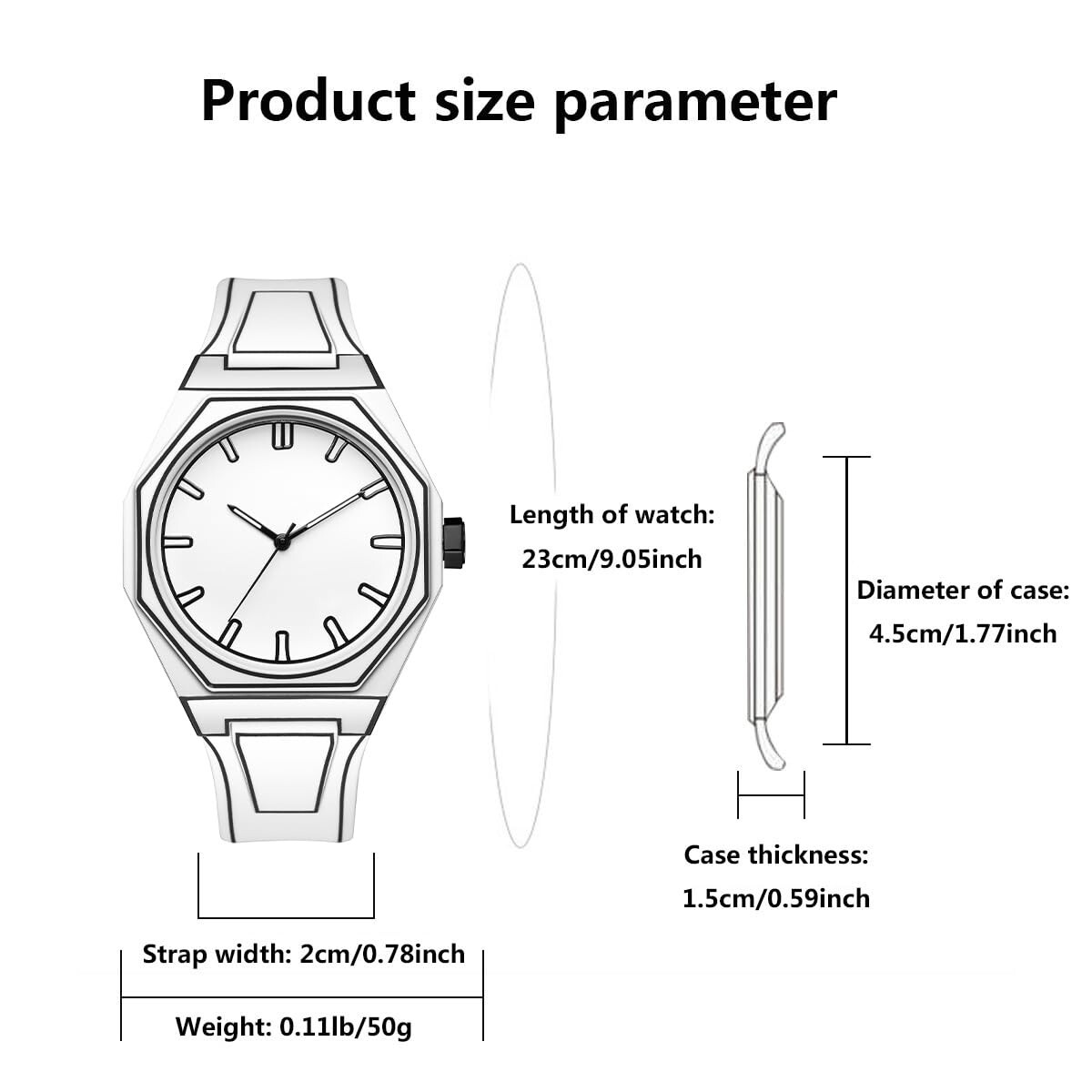 2D “Sketched Look” Outline Art Watch – Black With White Trim. Free Shipping 2025