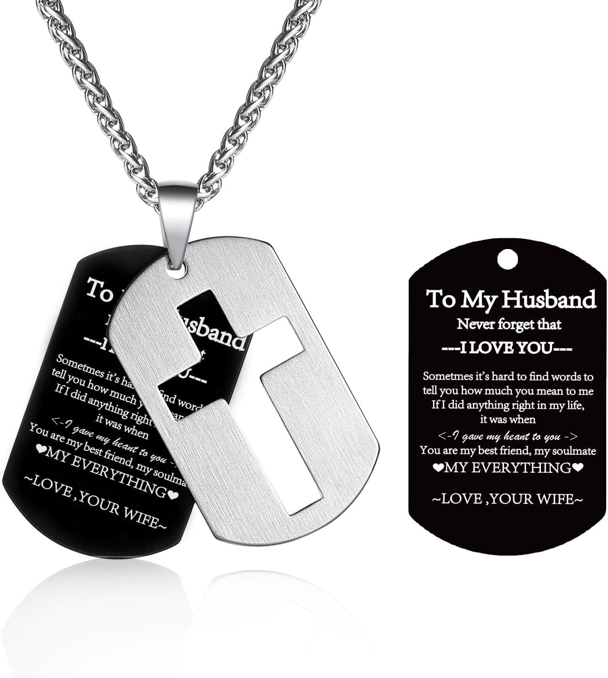 Dog Tag Cross Necklace Gifts for Boys Men, Stainless Steel Bible Verse Pendant C