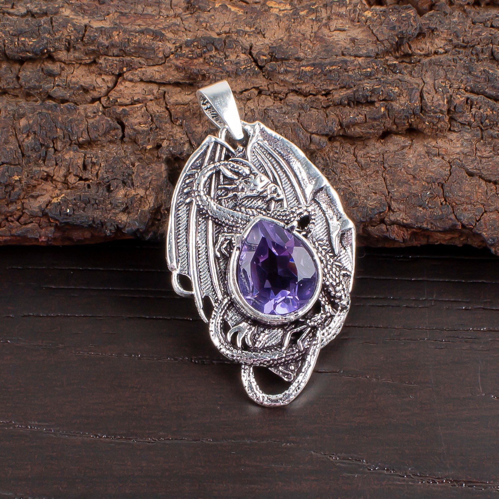 Blue Iolite Gemstone 925 Sterling Silver Pendant Handmade Jewelry Gift For Her
