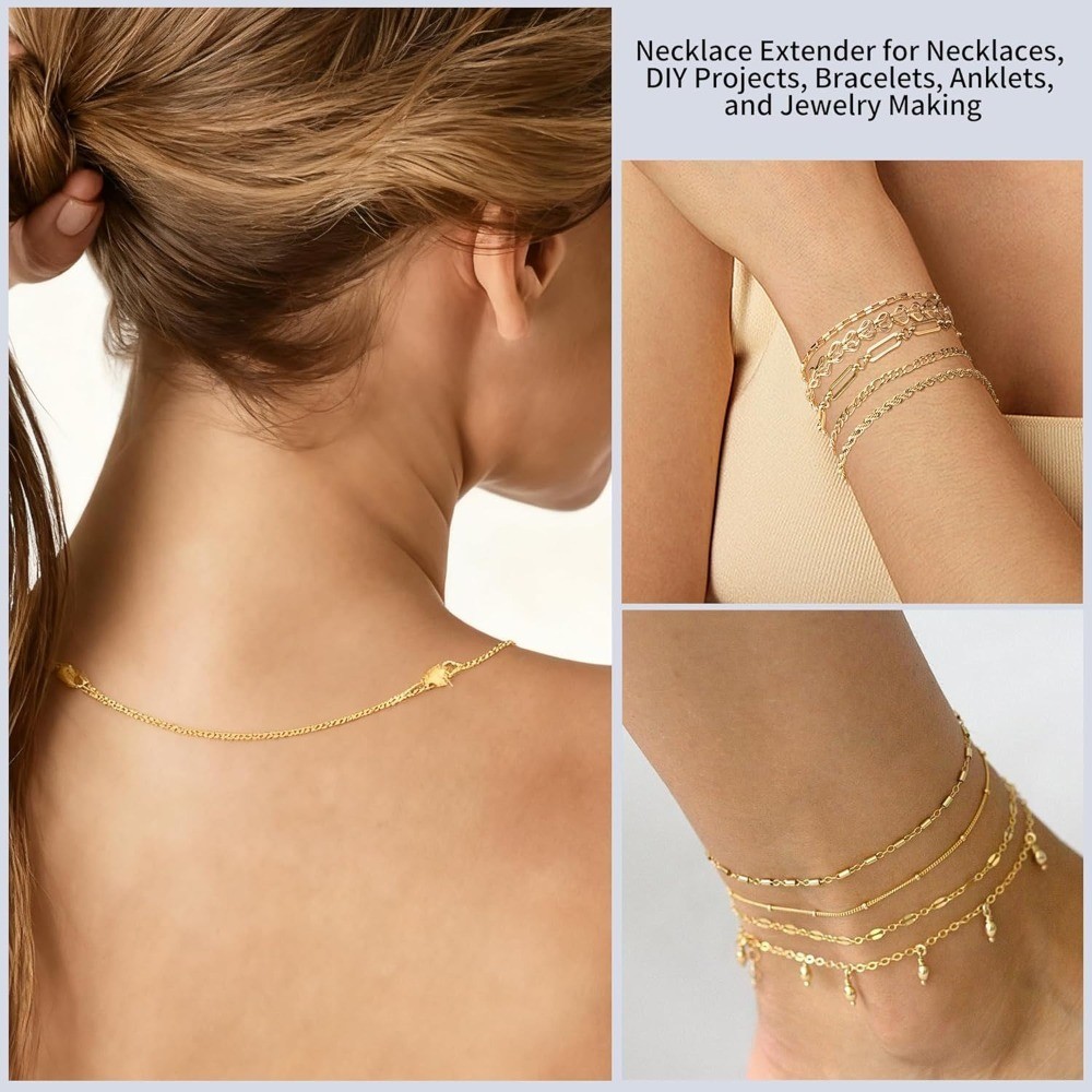 Necklace Extender Chain Set Gold and Silver Plated 2 4 6 Inch Delicate Jewelry