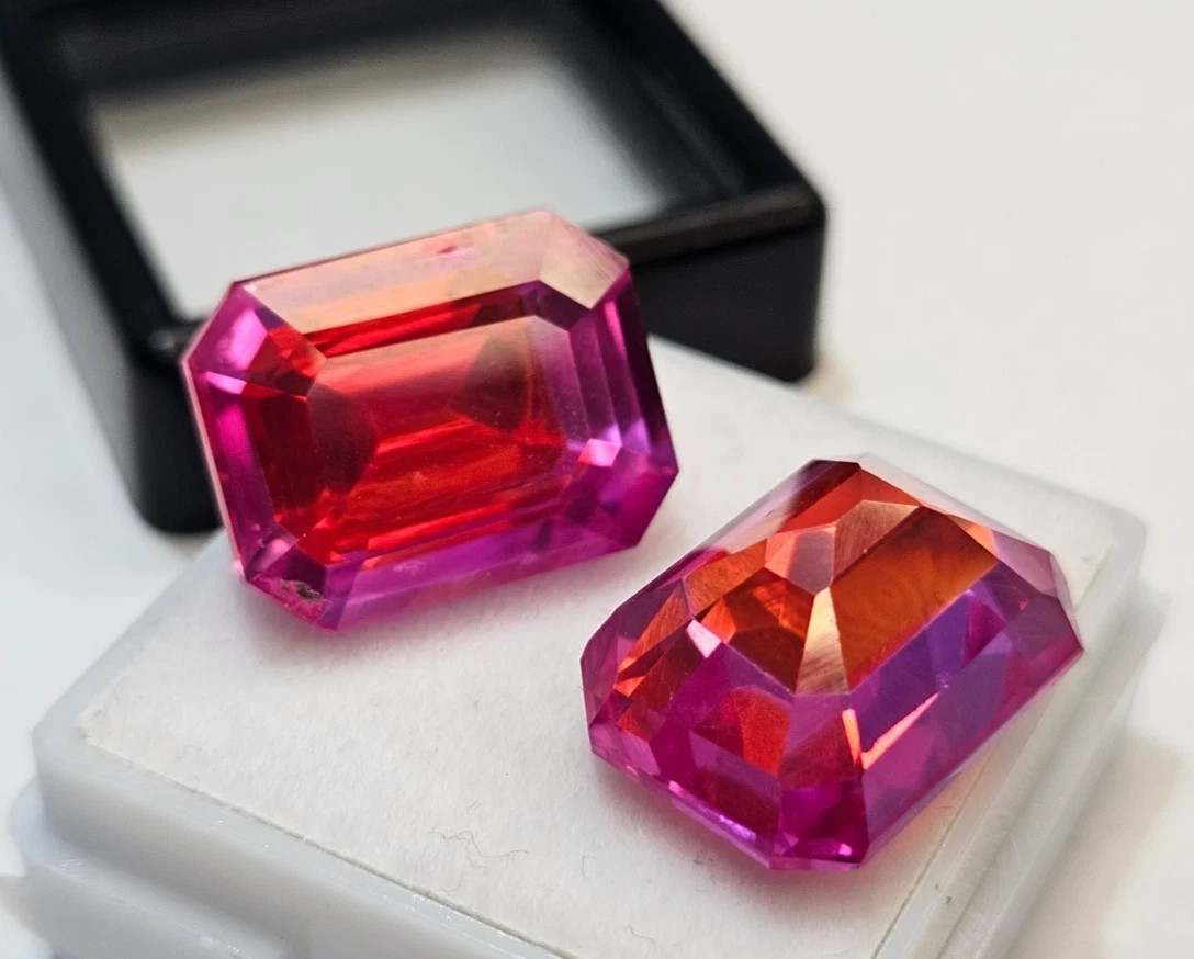 Emerald Cut Pitambari Sapphire 34+ Ct Natural Certified Pair Gemstone FR-026