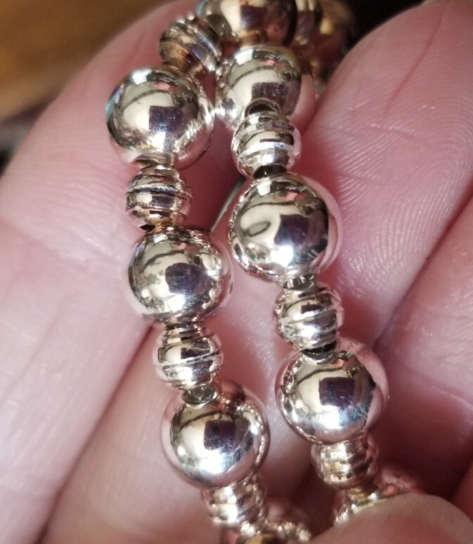 Ross Simons Sterling silver 2 size beaded ball chain Necklace 18″-20″
