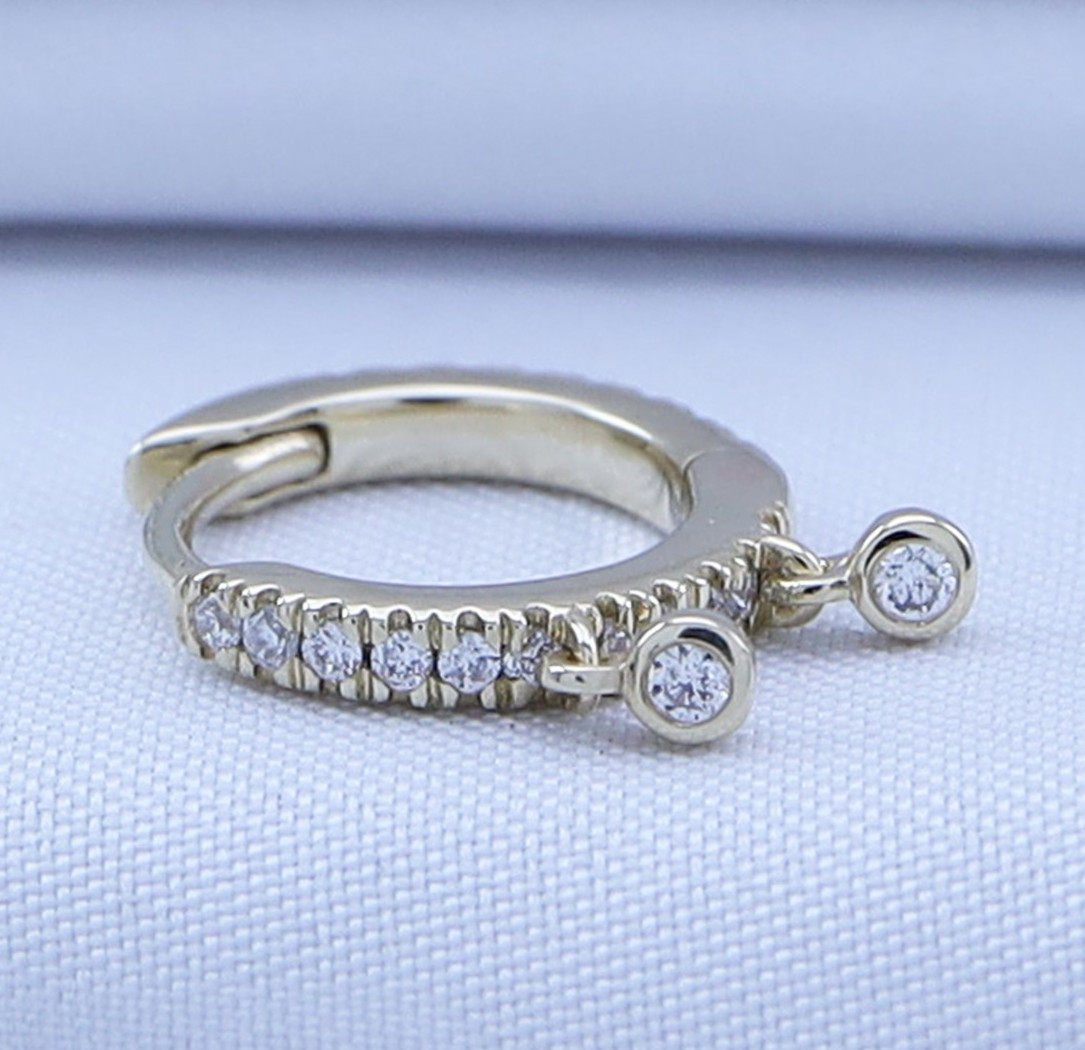 1/8 Ct Lab Grown Diamond Drop Dangle Single Earring in 14K Yellow Gold