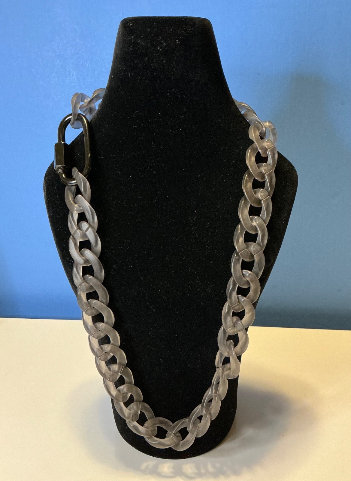 NIB Hip Hop Necklace Chain Transparent Black New Gift Men Women Teen Chunky