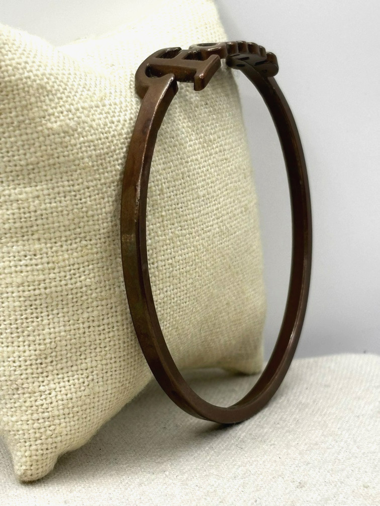 FAITH Word Script Name Bronze Metal Bangle Bracelet 8 Inch