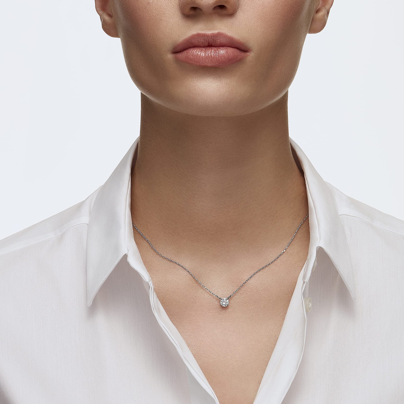 Swarovski Stilla Attract Necklace, Clear Round-Cut Crystal in a Rhodium-Finish