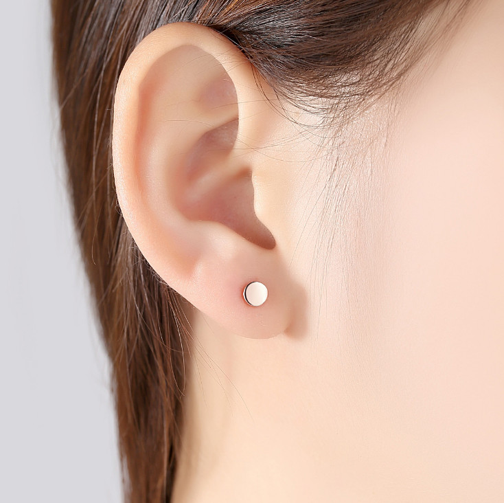 4mm Flat Round Circle Disc Solid 925 Sterling Silver Stud Earrings Gift PE44