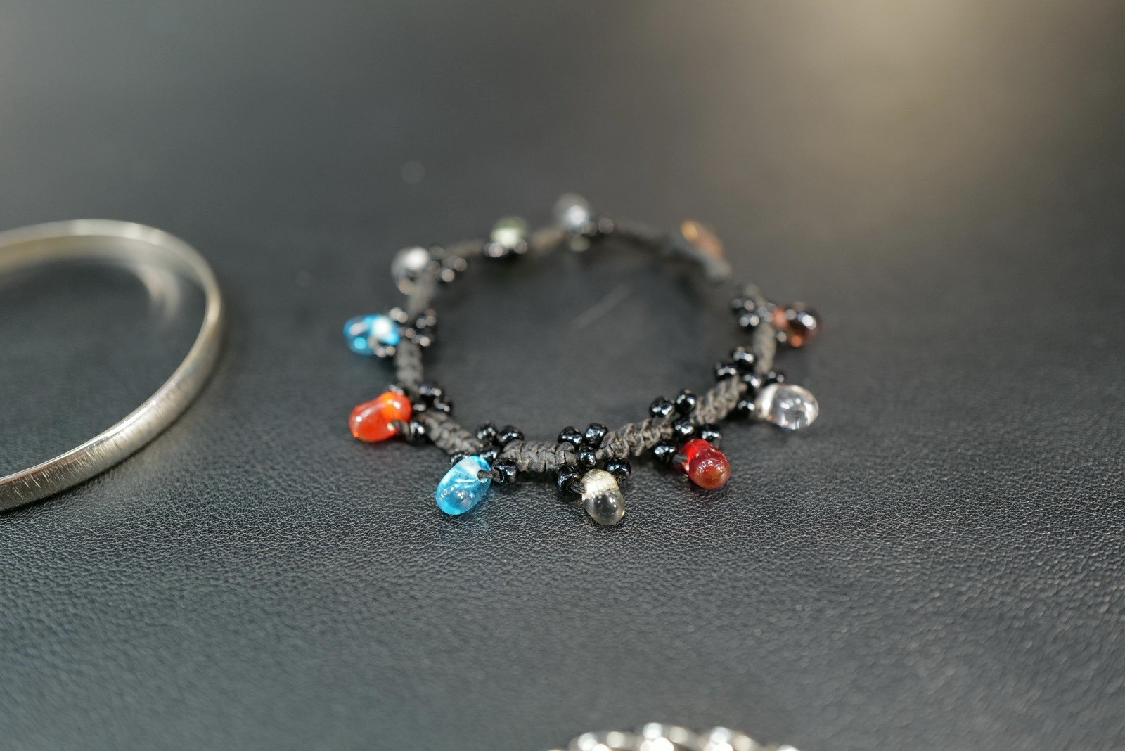 10 Pc Bracelet Silver Tone, Blue, Red, Pink & Black Mixed Styles Bangles I9