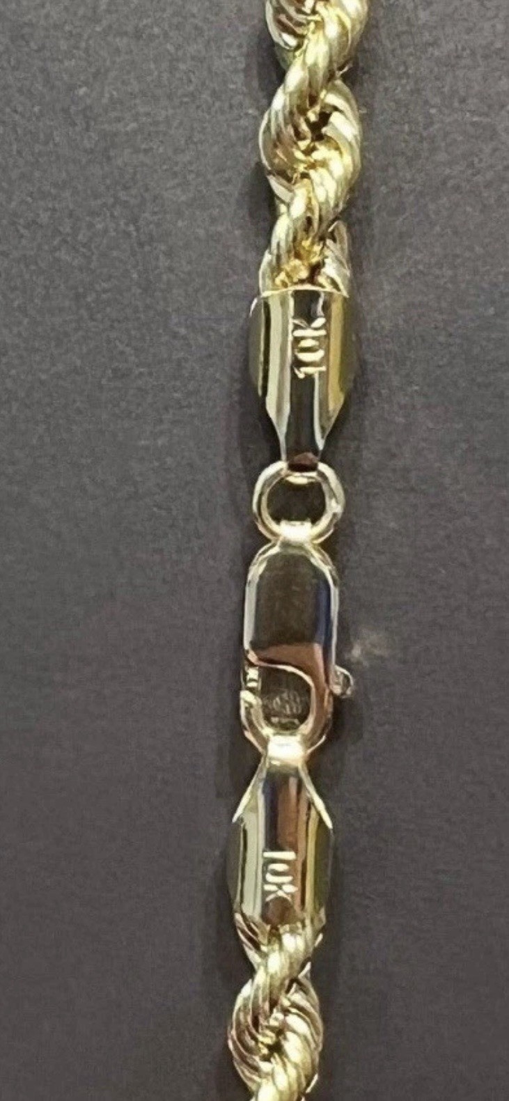 10k Rope 24inch Hollow 7.8Gs 4.2mm Diamond 10k Winged Dagger 4.4mm bail 3Gs