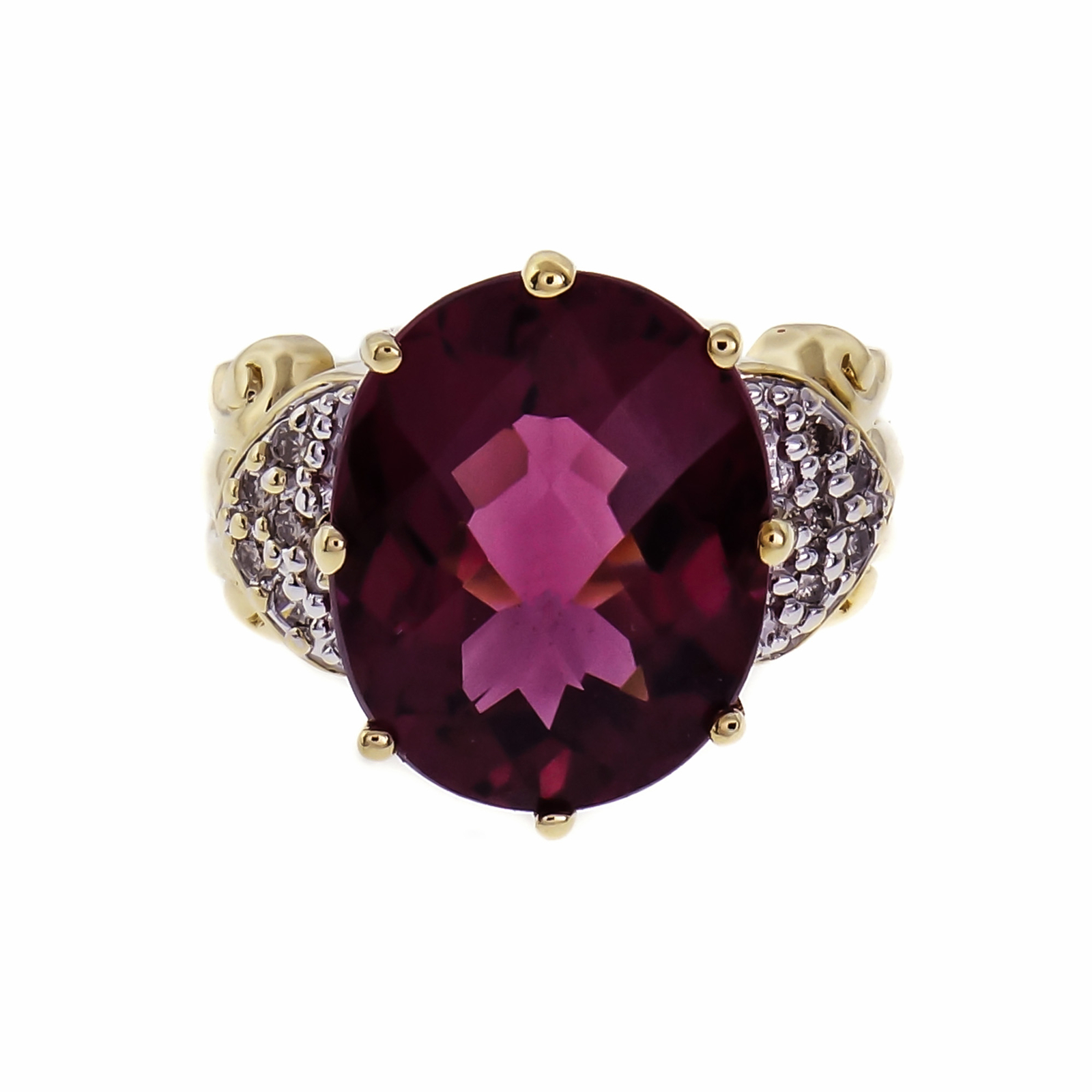 Faceted Oval Pink Tourmaline Ring 18k Gold Diamond 6.00ct