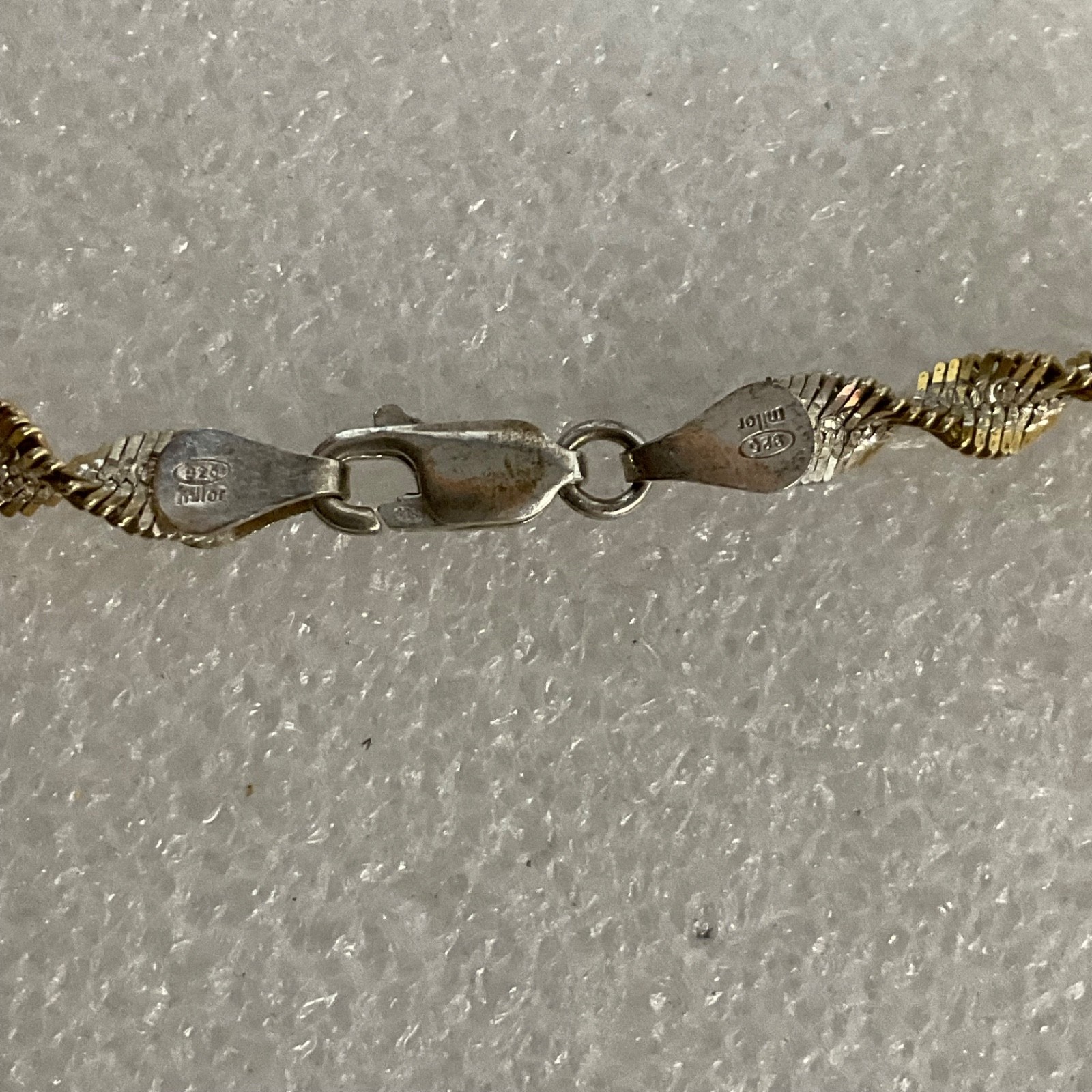 28in 925 Silver Two Tone Twisted Chain Necklace Italy 18.95g