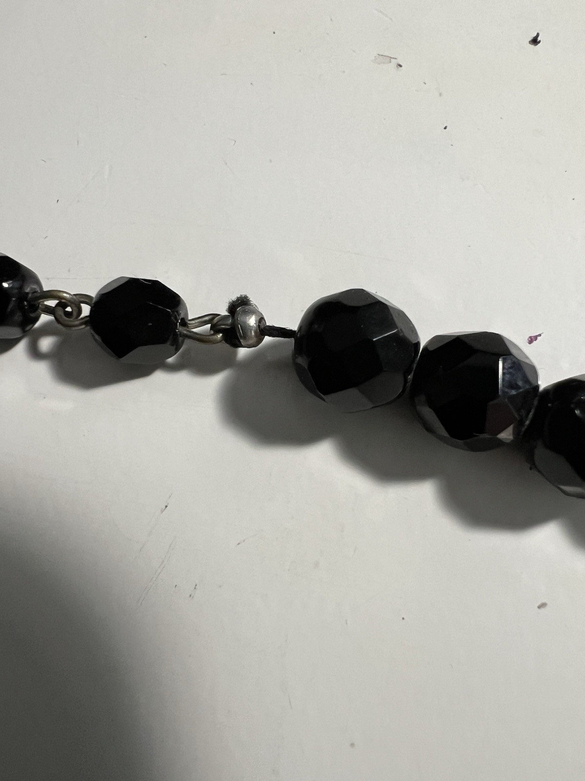 Vintage 15” Black Crystal Faceted Beaded Choker With Asian Warrior Pendant