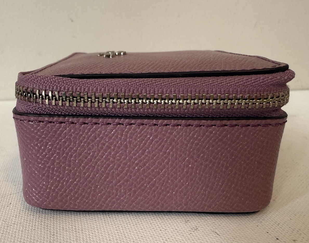 Coach Travel Jewelry Case Purple Pink Metallic Glitter Zip Up