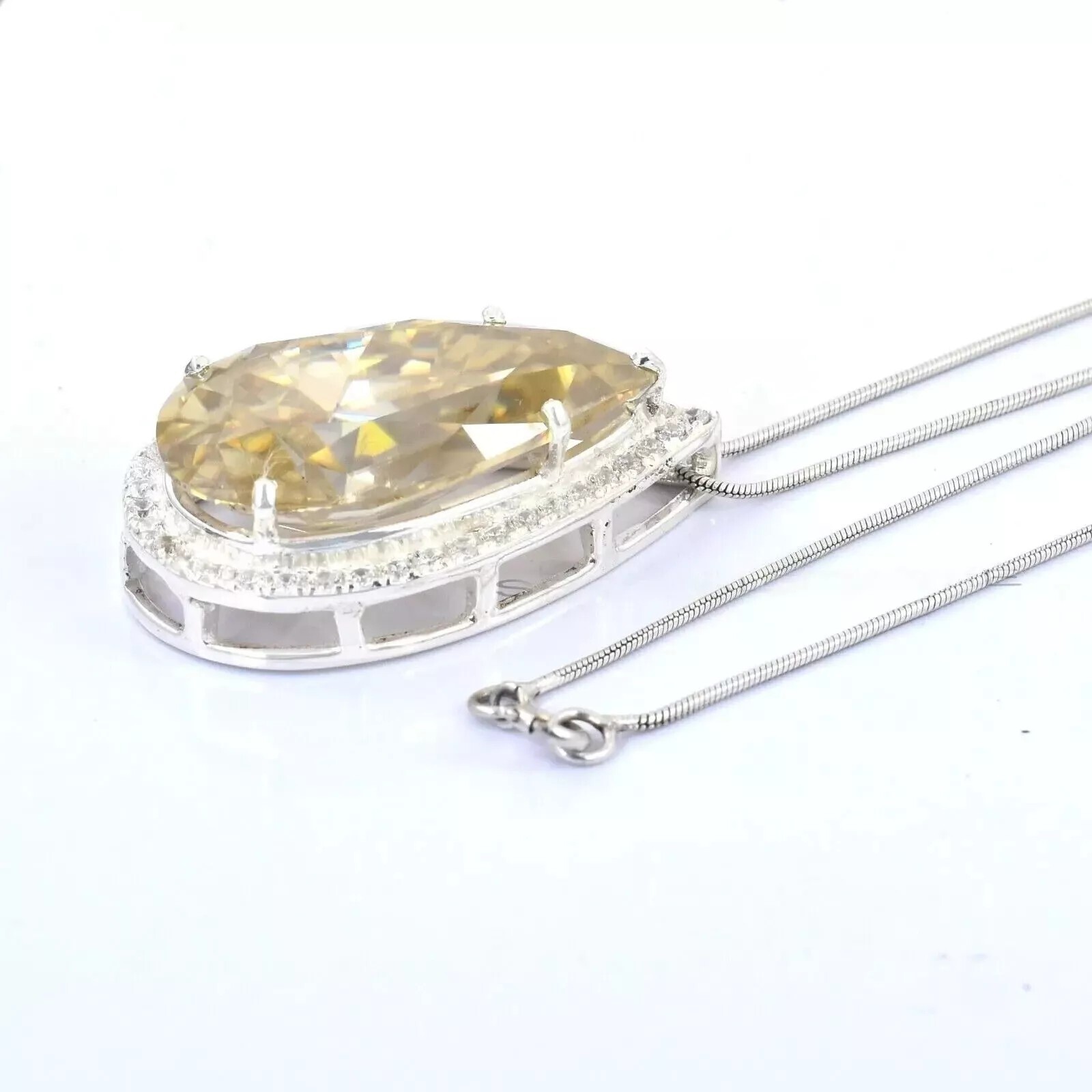 15 Ct Champagne Treated Diamond Pendant Pear Shape Great Luster VVS1 Certified !