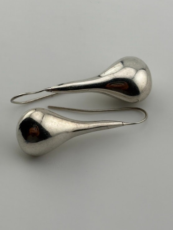 MEXICO TC885 925 STERLING SILVER MODERNIST TEARDROP EARRINGS 1 5/8″ 9.53G 4122