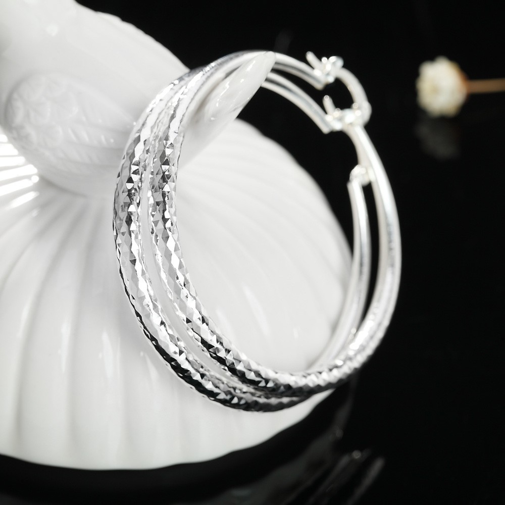 Earrings 925 Sterling Silver, Charms Fine, 3CM circle hoop Earrings for Women