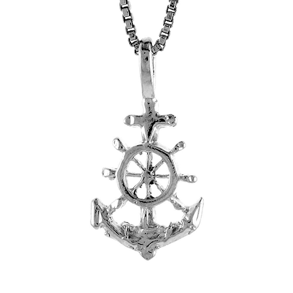 Sterling Silver Mariners Anchor Cross Pendant / Charm, Italian Box Chain