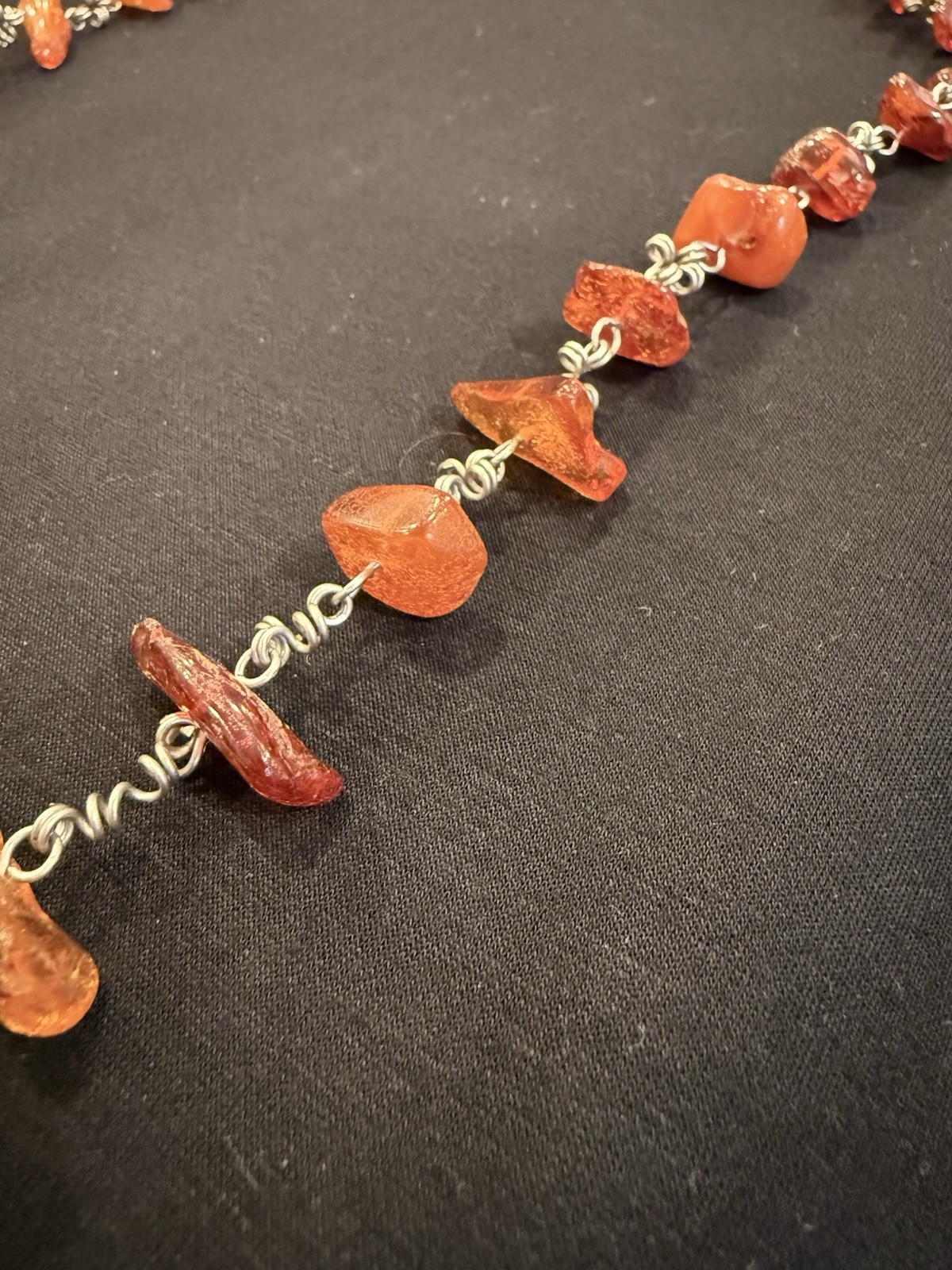 Vintage Genuine Amber Nugget Necklace Large Freeform Beads Honey Cognac 62g