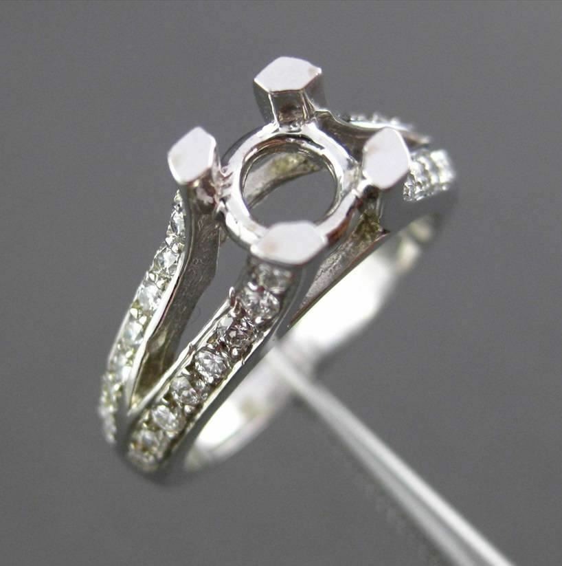 ESTATE .64CT DIAMOND 14K WHITE GOLD 3D TENSION SEMI MOUNT ENGAGEMENT RING #17691