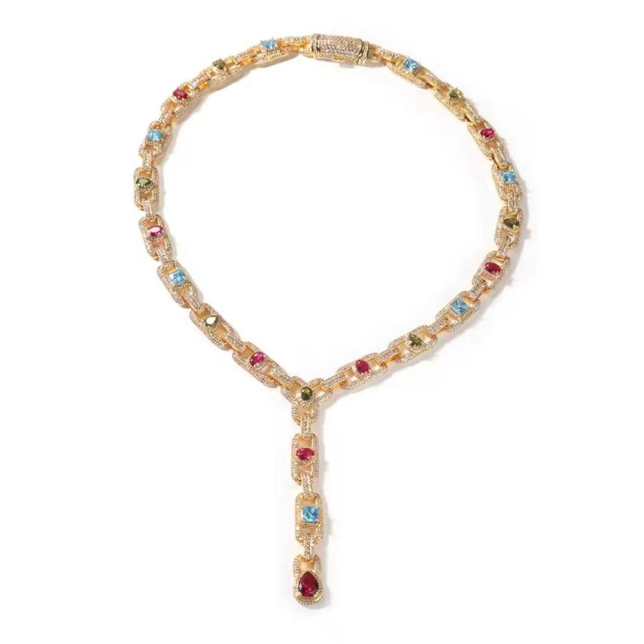 Gold Multi Coloured Necklace 19inch