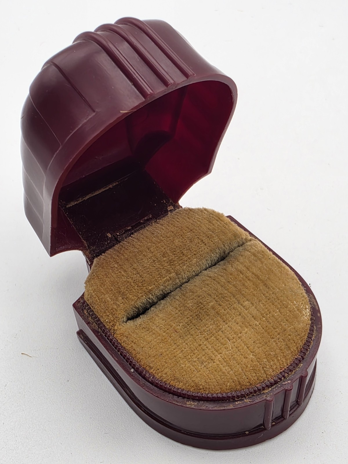 Vintage Art Deco Burgundy Ring Box – W&S Patent Pending – 1920s 1930s Art Deco
