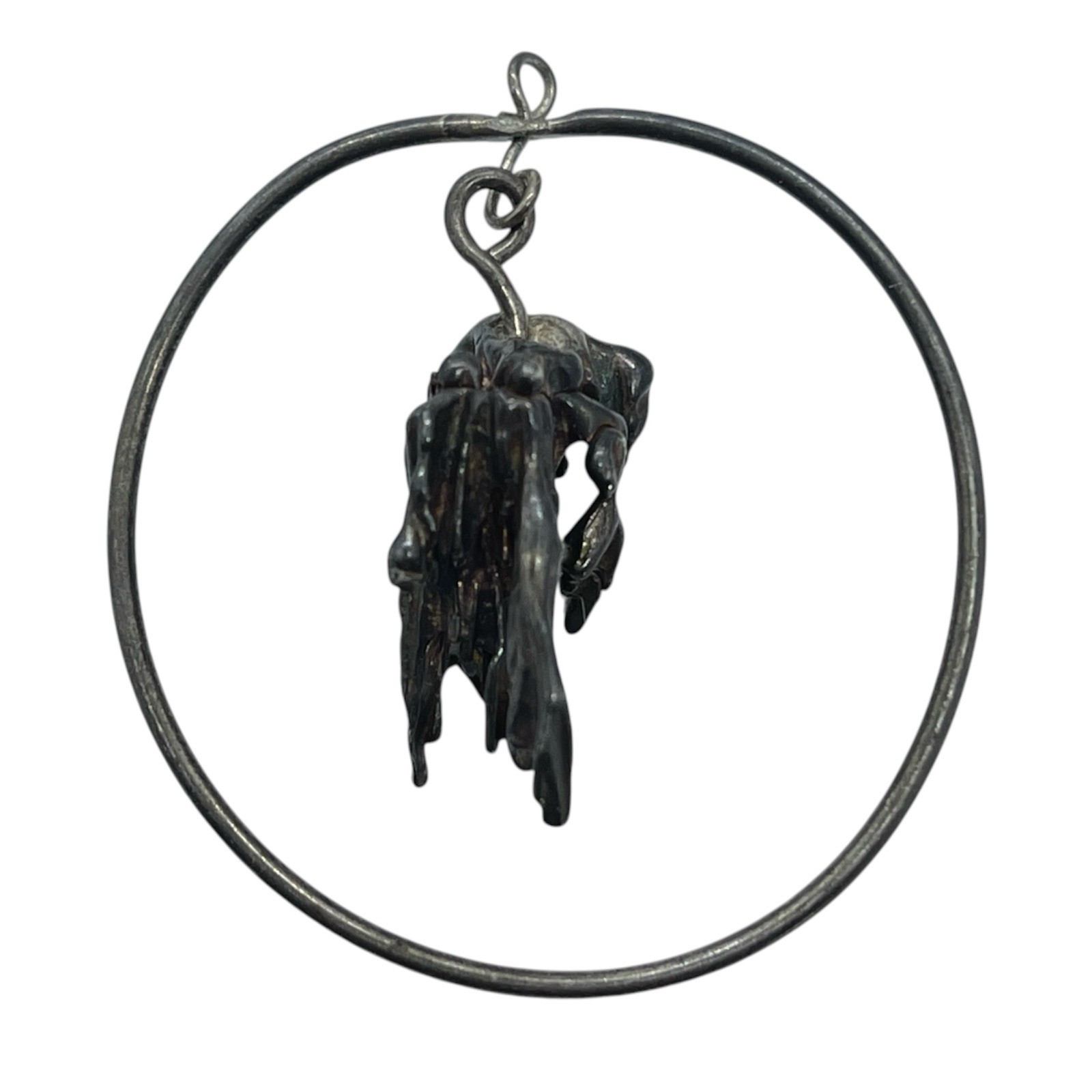 Sterling Silver Brutalist Modernist Abstract Hoop Pendant 5.8g Artisan Studio