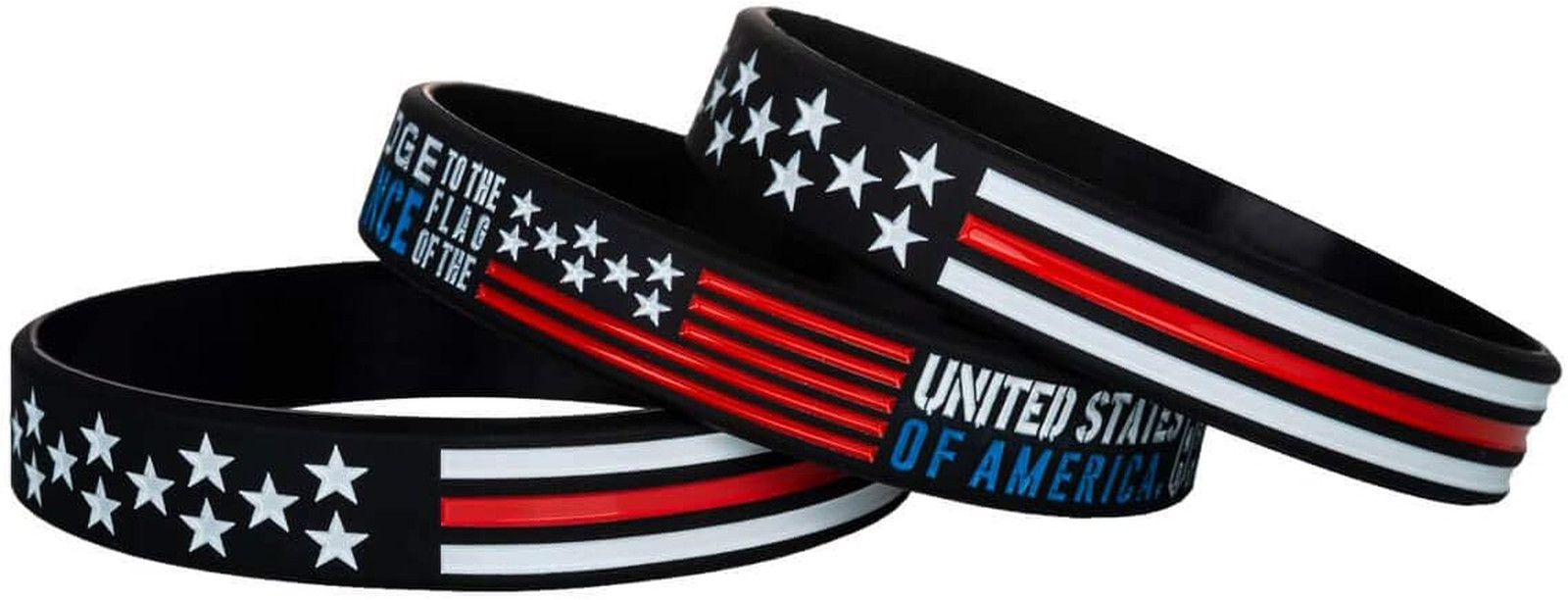 Power of Faith Patriotic American Flag Silicone Bracelets Set with Patriot’S Pra
