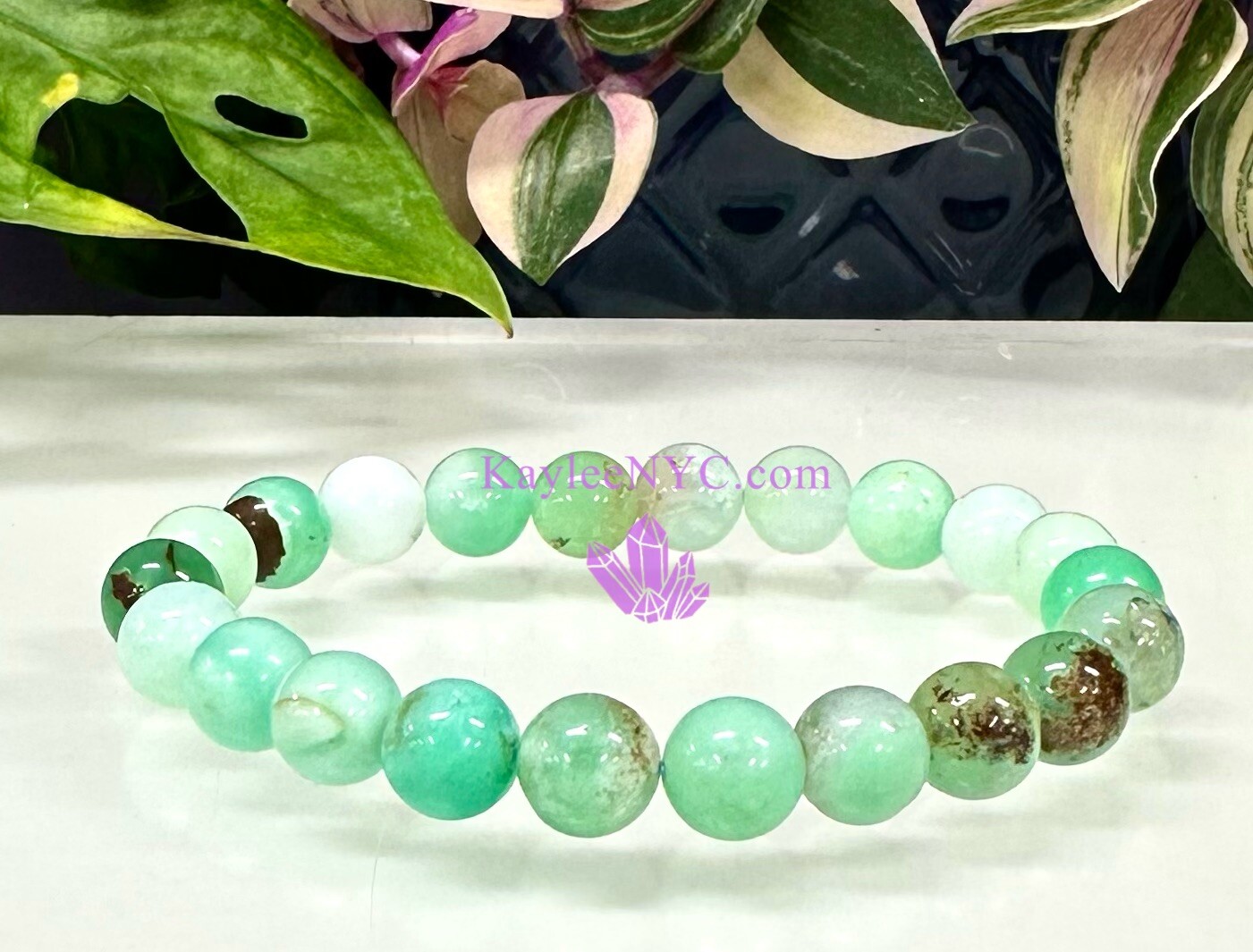 Wholesale 6 Pcs Natural Chrysoprase 8mm 7.5” Crystal Healing Stretch Bracelet