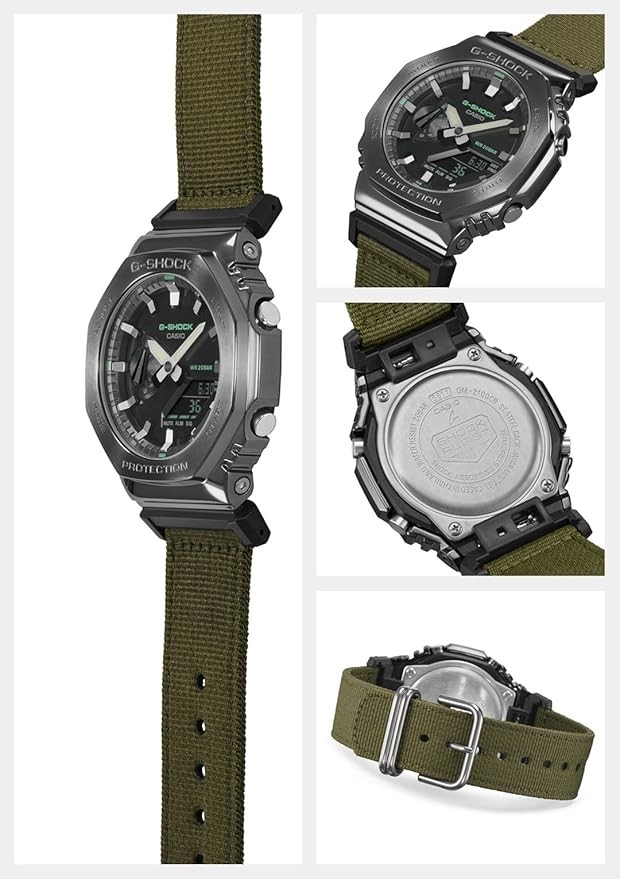 CASIO G-SHOCK GM-2100CB-3A limited Metal Covered Men’s watch Green canvas band