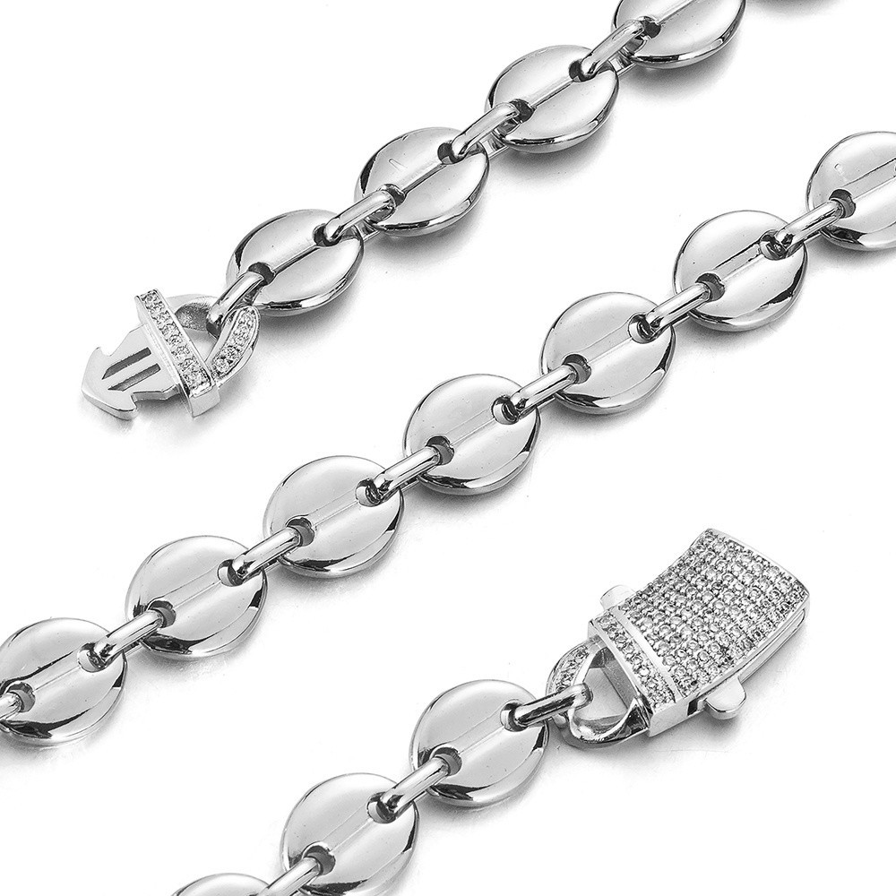 Women Men’s Stylish Stainless Steel Coffee Beads Chain Necklace 11mm*60cm