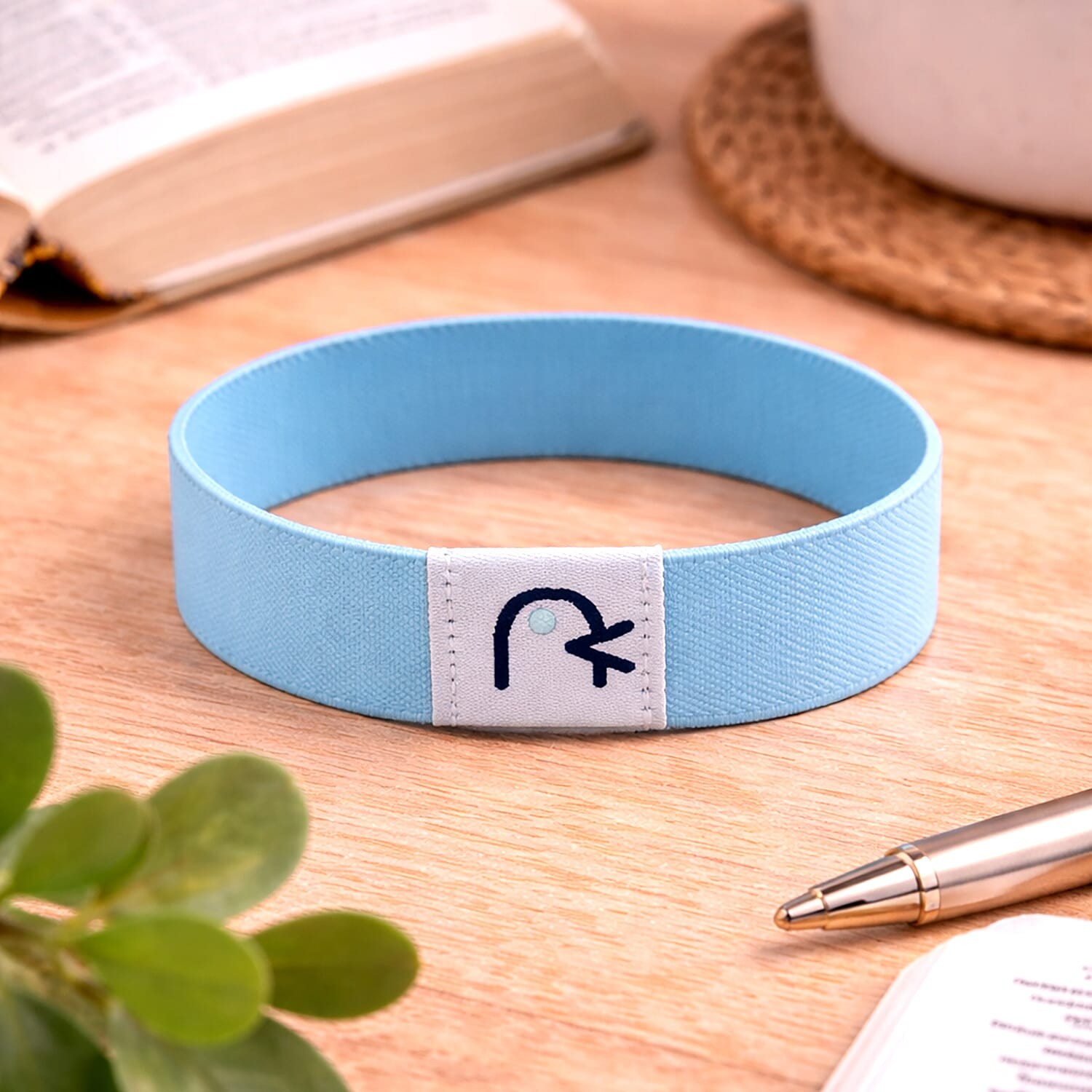 NFC Scan Daily Bible Verse Polyester Stretch Bracelet – Blue 7-8In