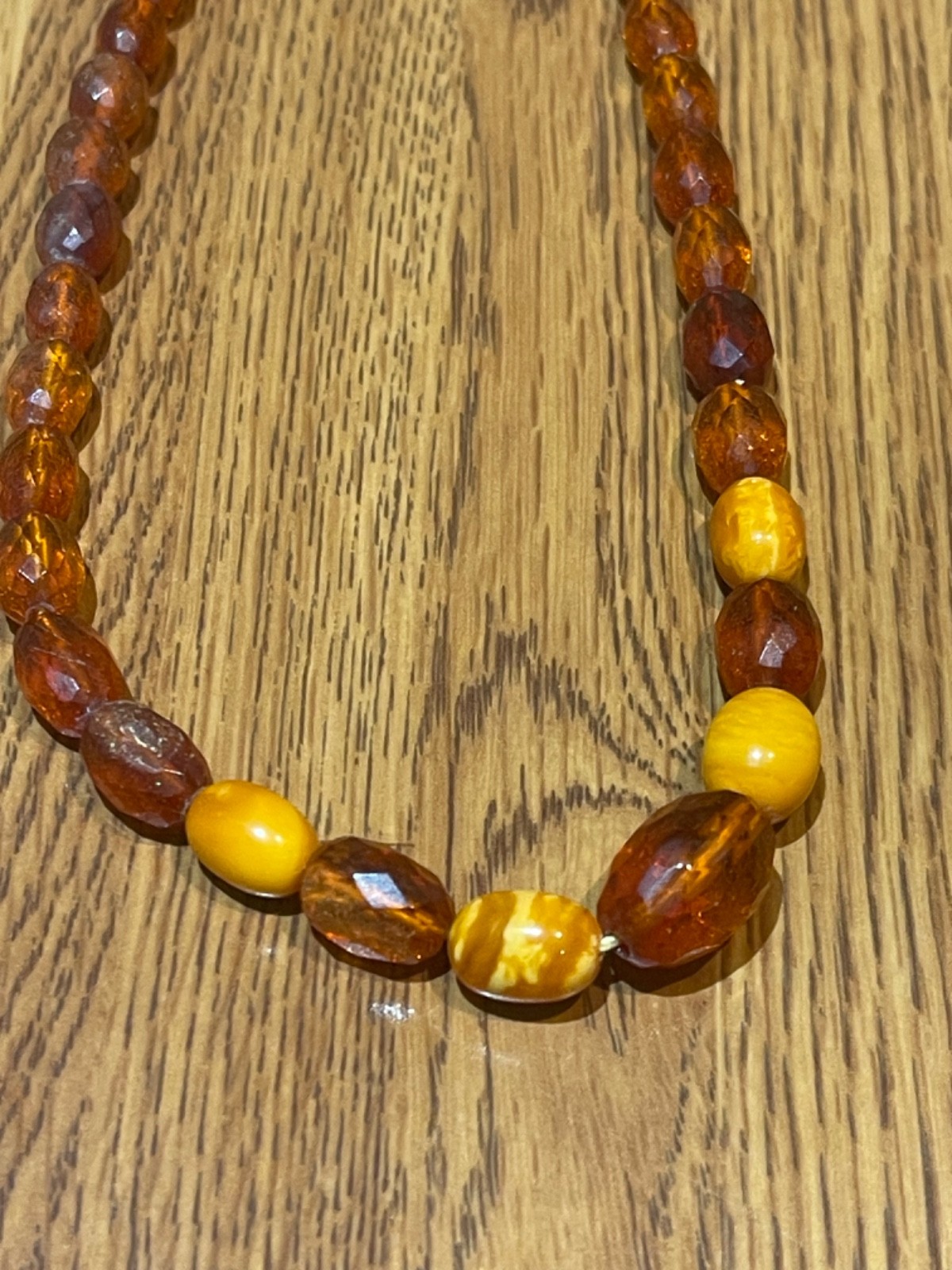 🔥Antique Vintage Genuine Amber Necklace Beads On String Butterscotch Egg Yolk36