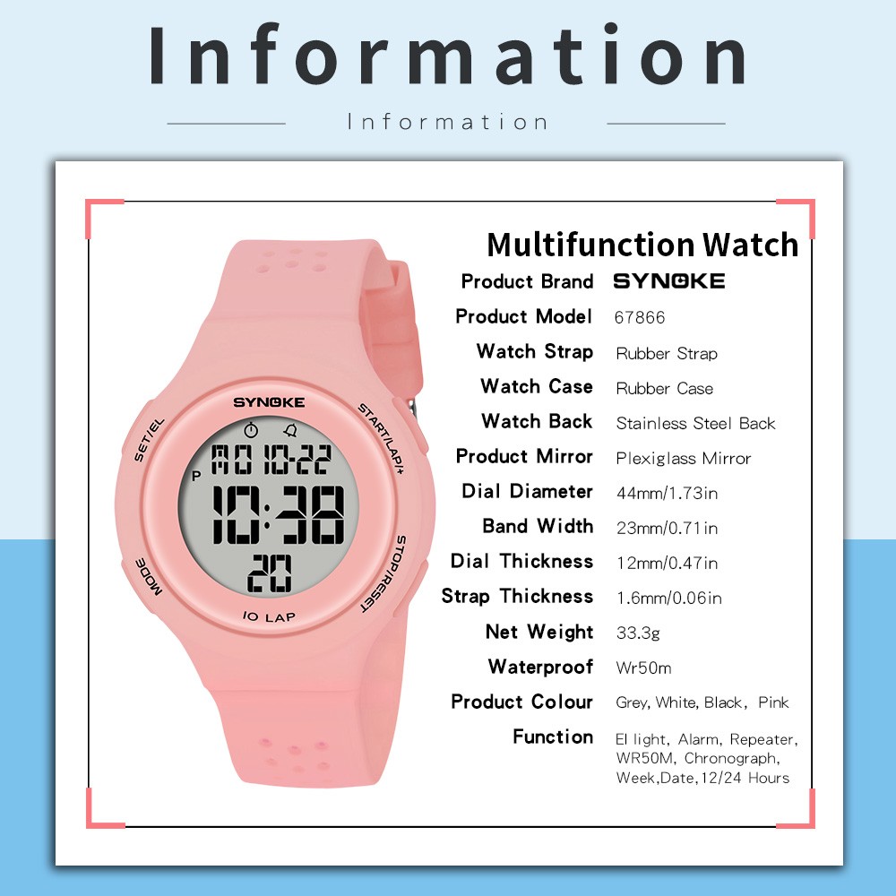 Womens Girls Outdoor Sport Digital Watch Waterproof Back Light LED Watch Gift