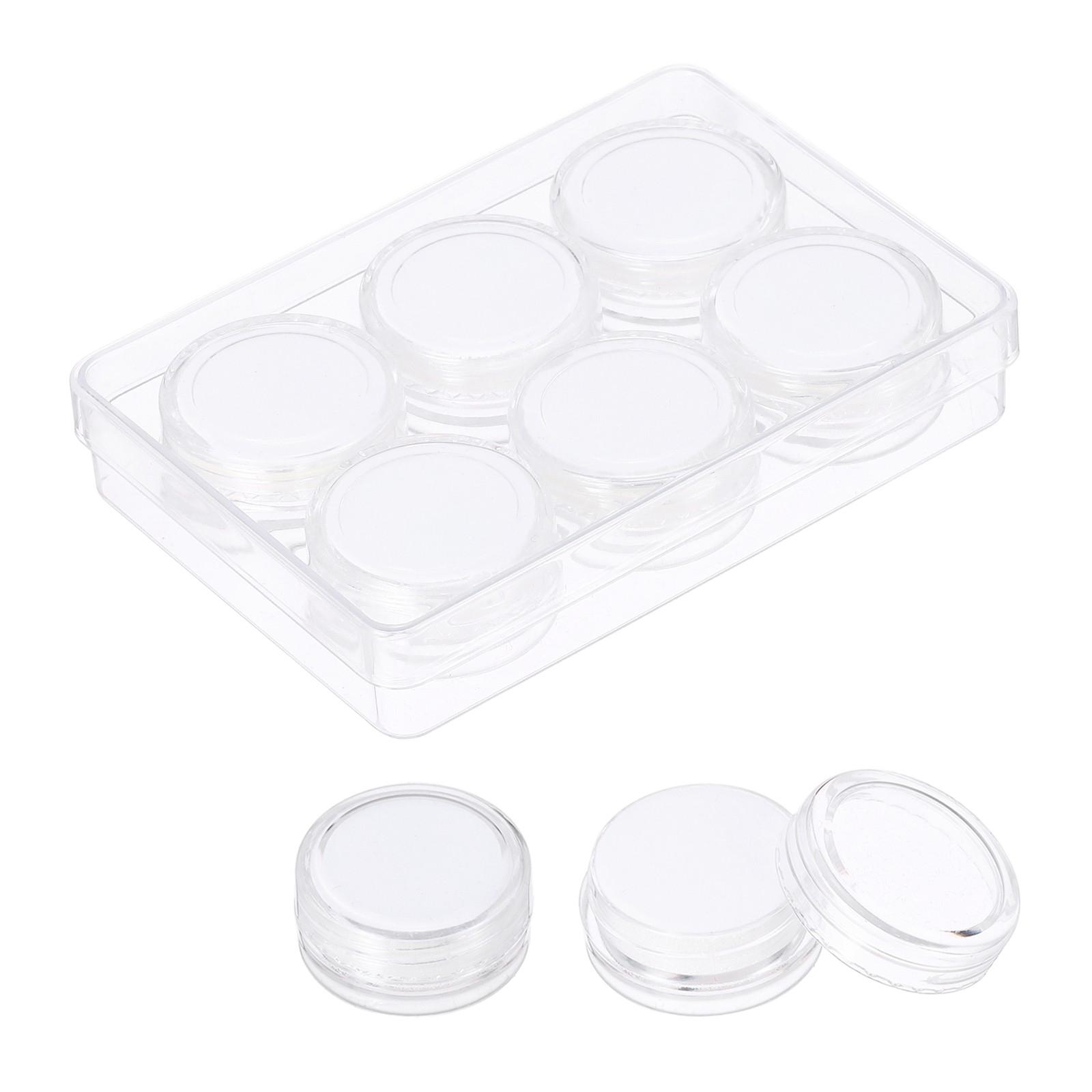 3.9×2.6×0.7 Inch Gemstone Display Box 6 Pcs Round Containers, White