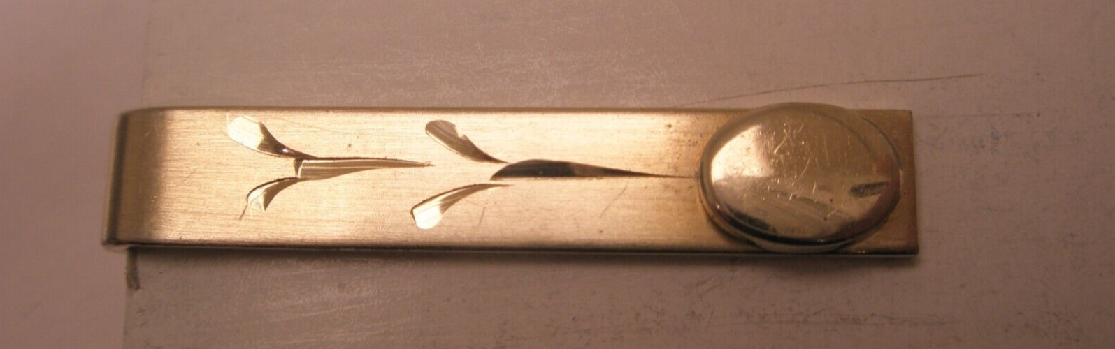 1-3/8″ Engrave Ready Gold Tone Vintage SMALL Tie Bar Clip simple plain design