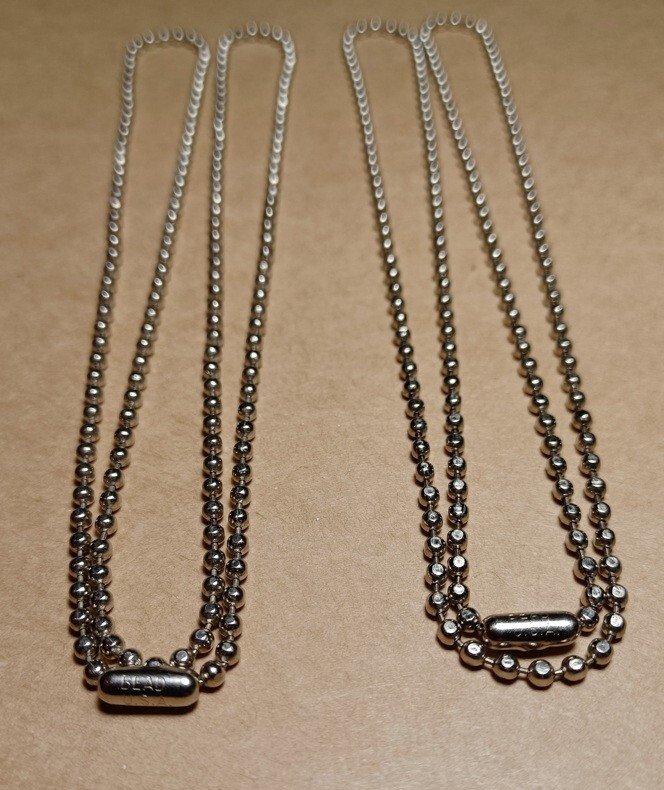 2pcs 24″ Nickel Plated Steel 2.4mm Flat Ball Bead Stylish Dog Tag Chain USA Made