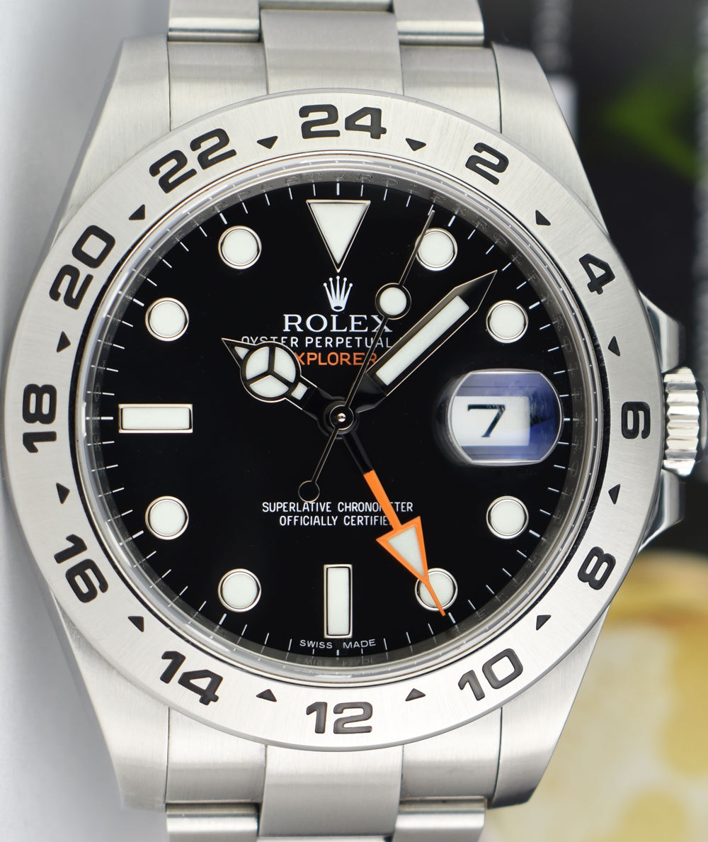 ROLEX – 42mm Stainless Explorer II Black Index CARD BOX 216570 – SANT BLANC