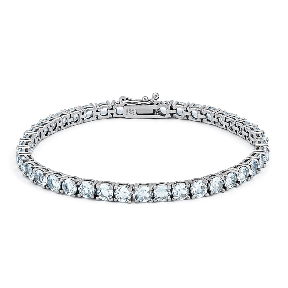 925 Sterling Silver Blue Topaz Mini Bracelet 7.25 inches